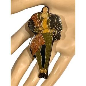 80s LARGE Resin Brooch Pin Modernist Abstract Figural 3.25"